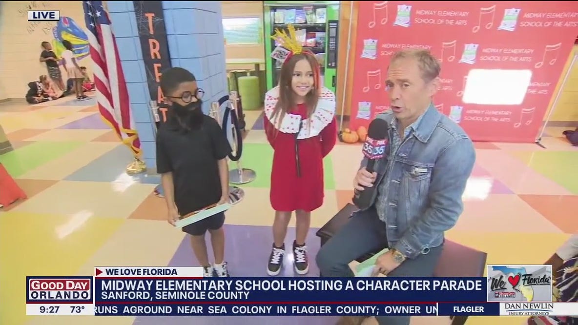Halloween character parade at Midway Elementary